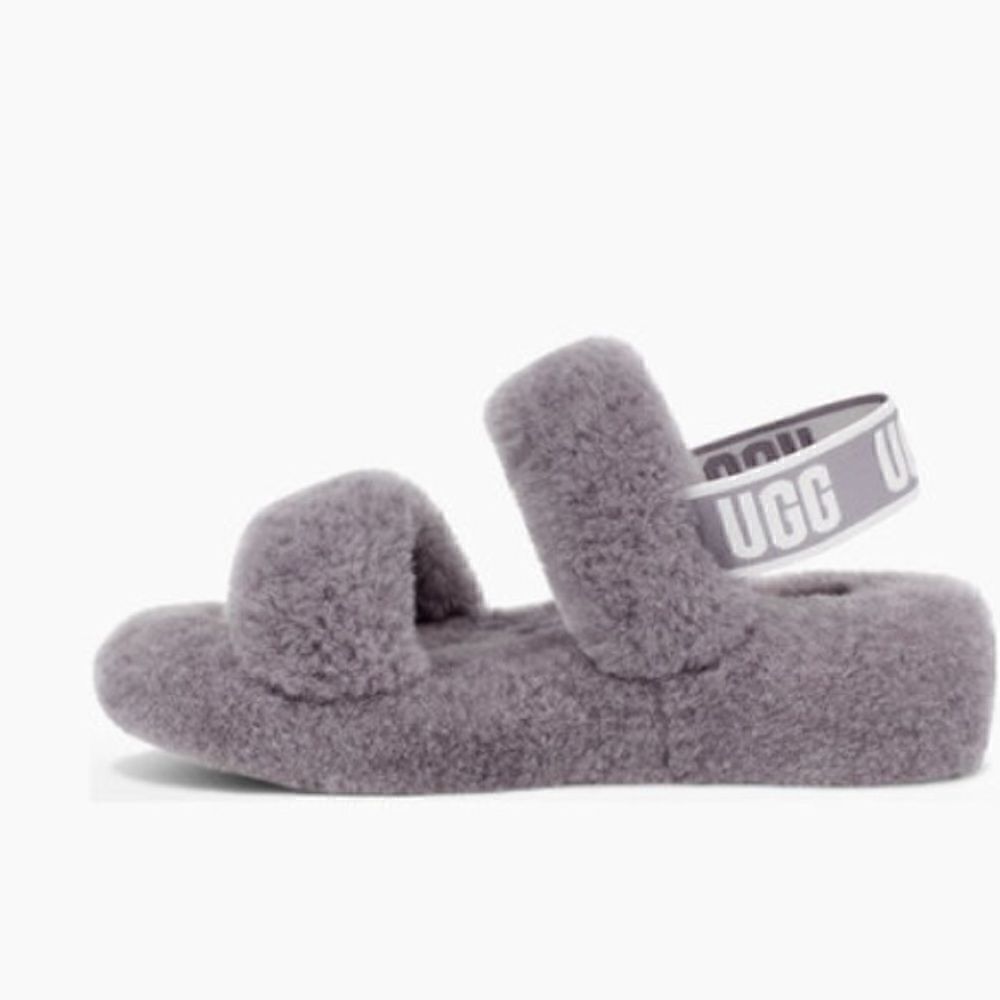 NEW UGG OH YEAH SLIDES SLIPPER FURRY SHEEPSKIN SANDALS - Picture 6 of 7